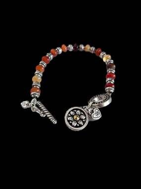 Brighton You Are My Sunshine Agate Beaded Flower Charm Toggle Bracelet.
